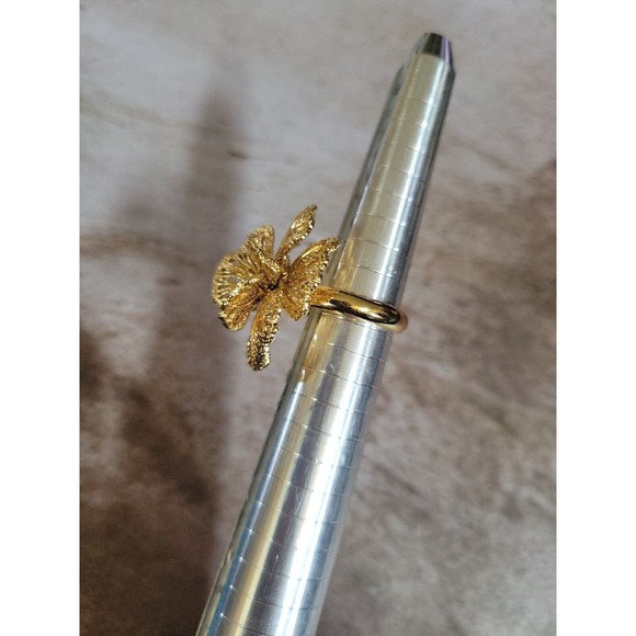 STELLA & DOT GENEVE LACE RING Flower Motif Yellow Gold Tone Adjustable Stella - Picture 11 of 11